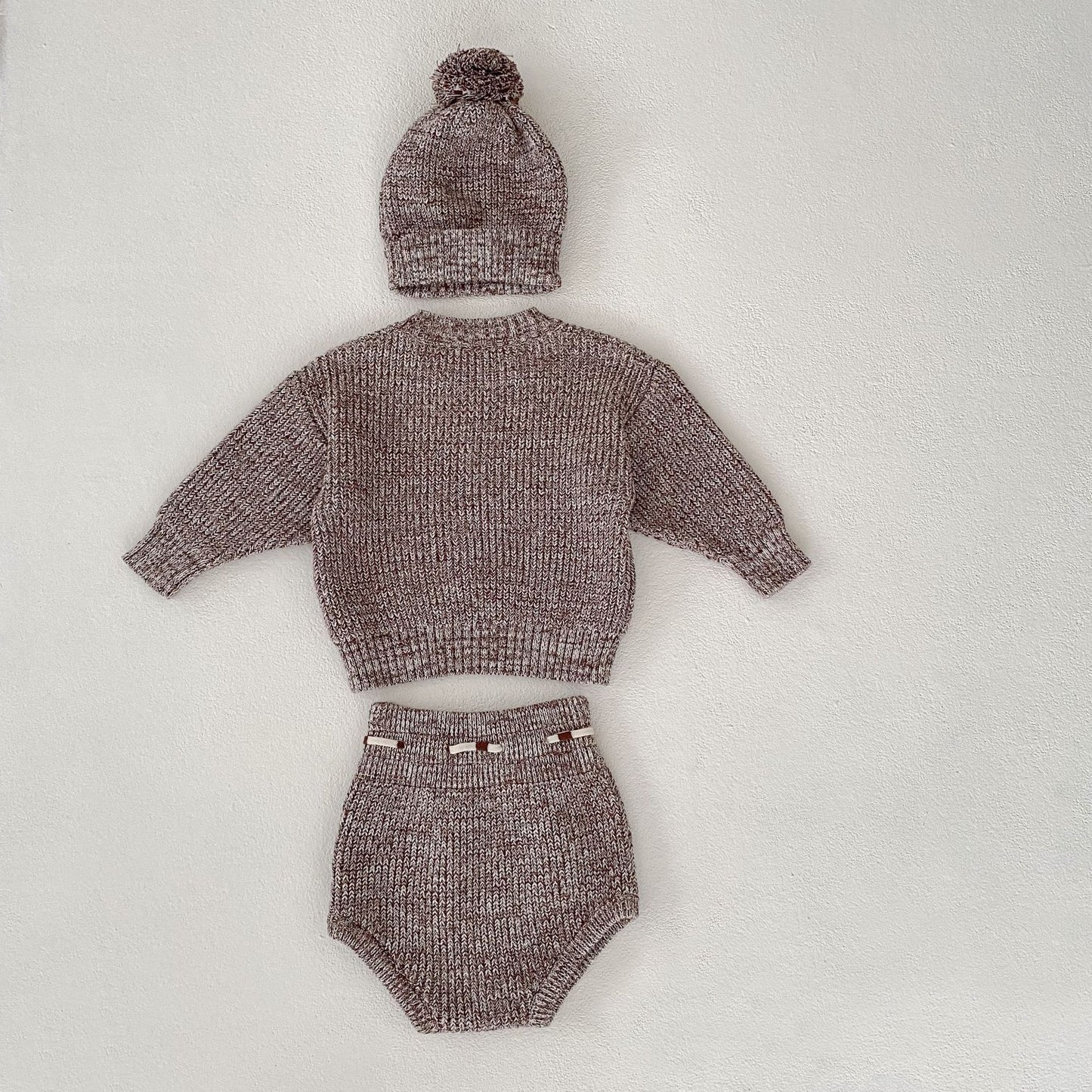 Baby Girl Mixed Color Knitted Hat 3-piece Set