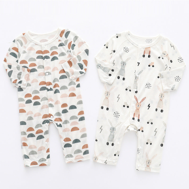 Light And Soft Bamboo Fiber Baby Jumpsuit Floral Animal Cute Print