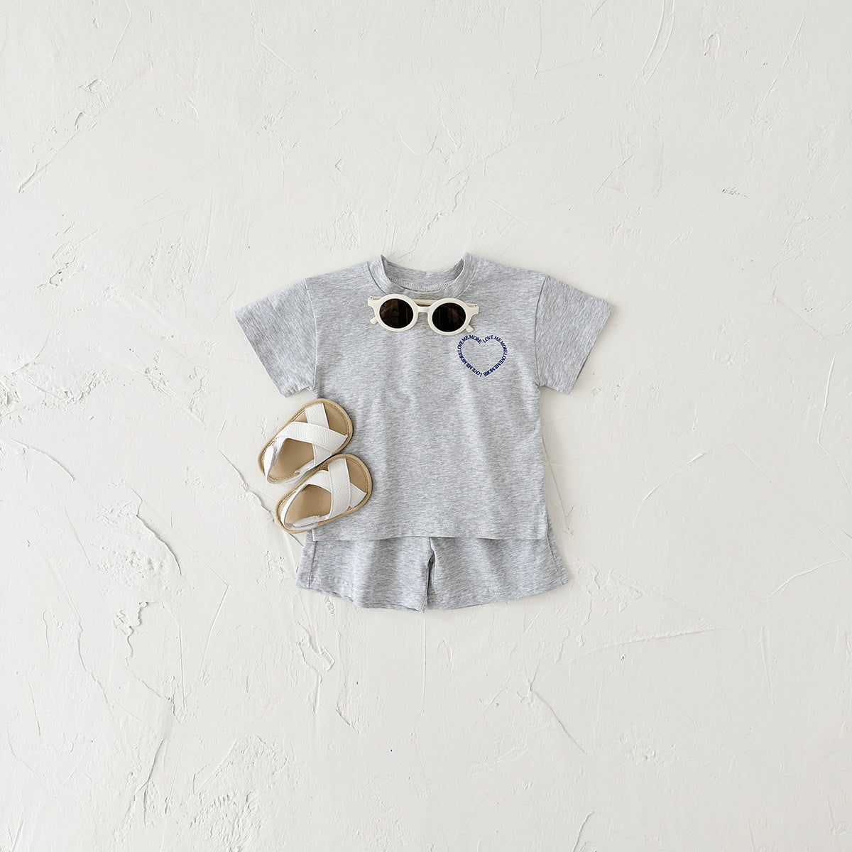 Heart Printing Short Sleeve Suit Two-piece Set