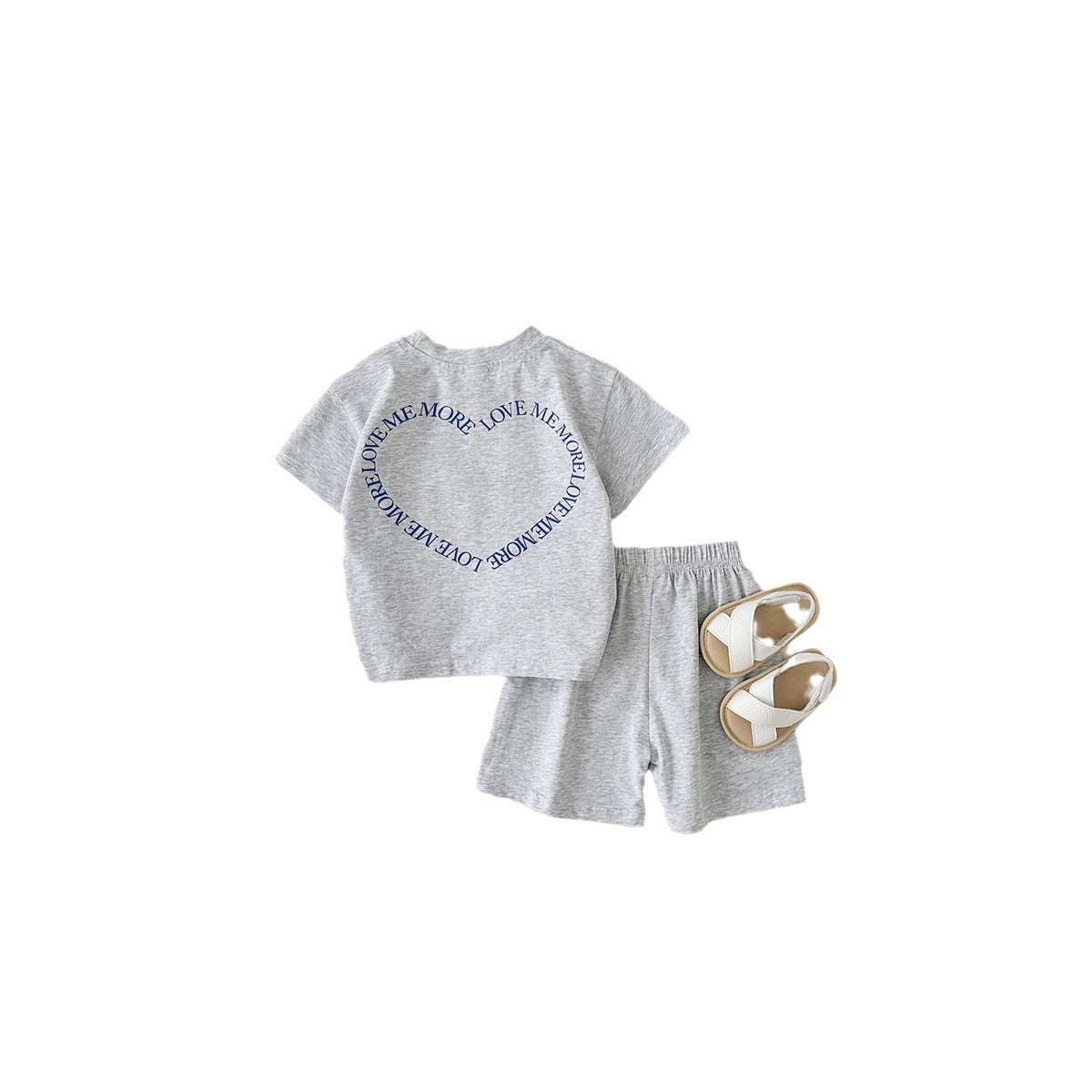 Heart Printing Short Sleeve Suit Two-piece Set