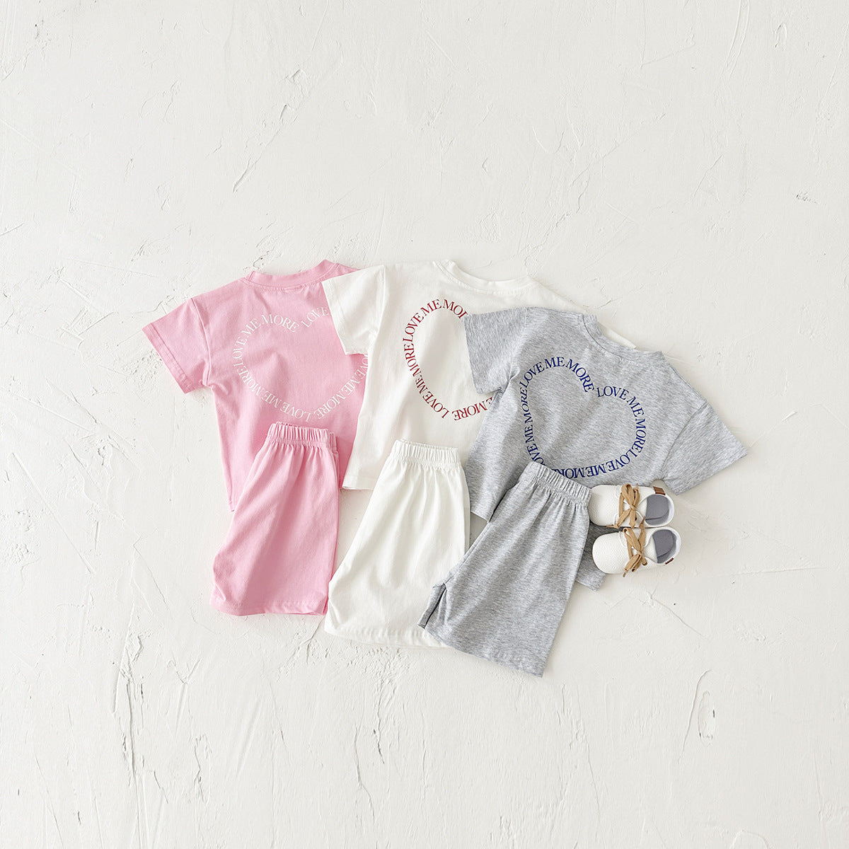 Heart Printing Short Sleeve Suit Two-piece Set