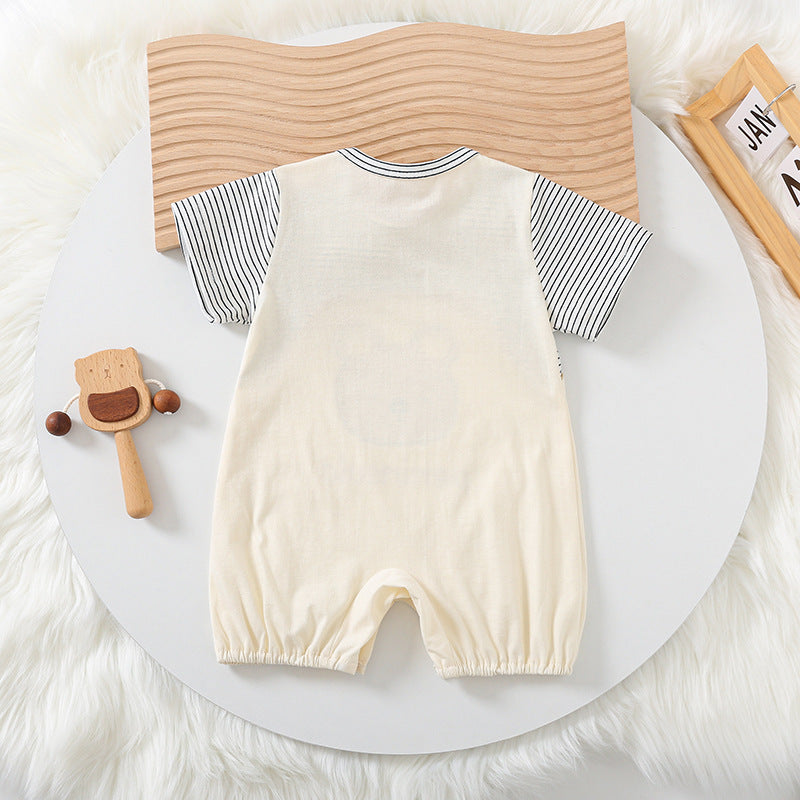 Bear Print Baby Short Sleeve Rompers