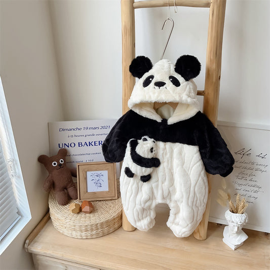 Winter Baby Jumpsuit Fleece-lined Lesser Panda