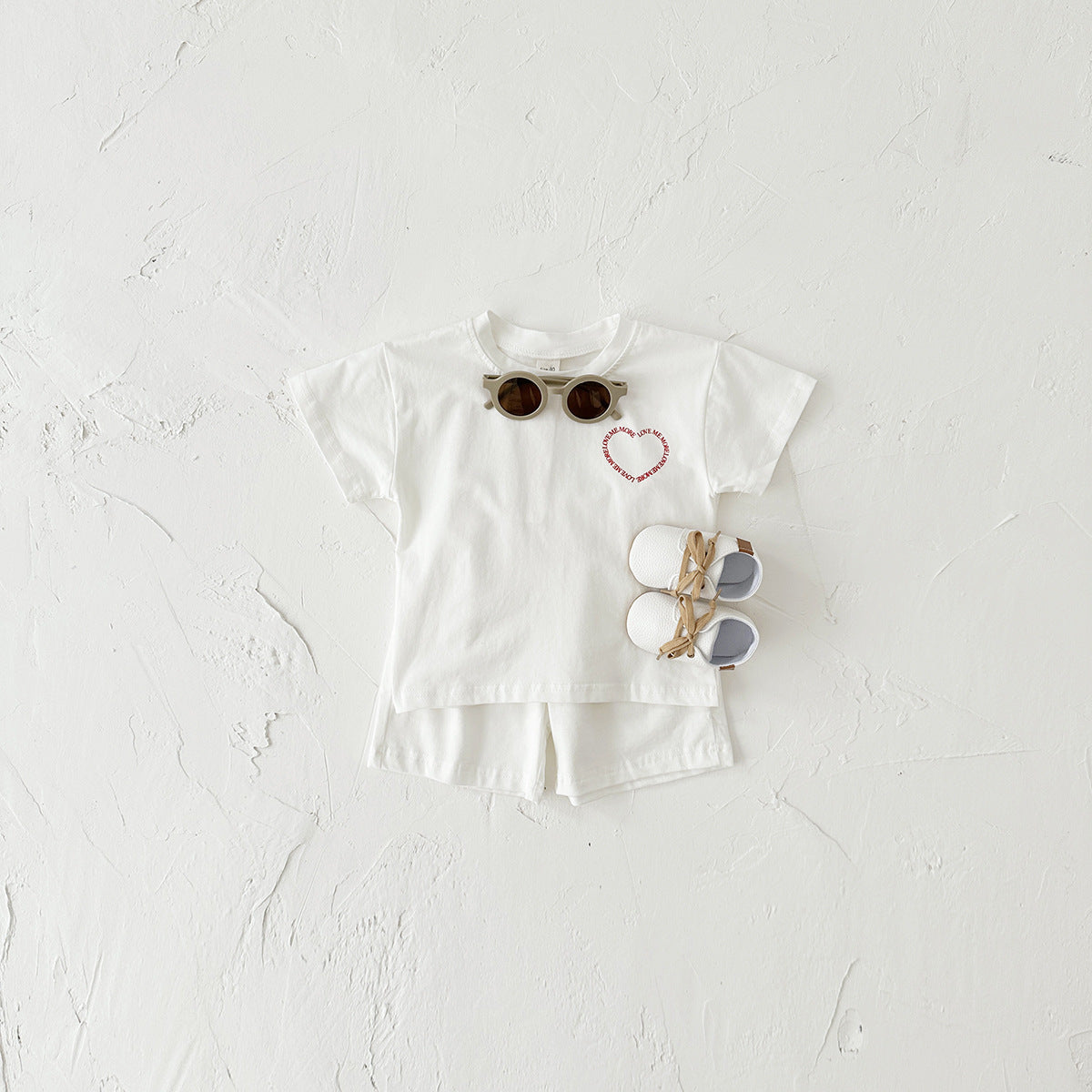 Heart Printing Short Sleeve Suit Two-piece Set