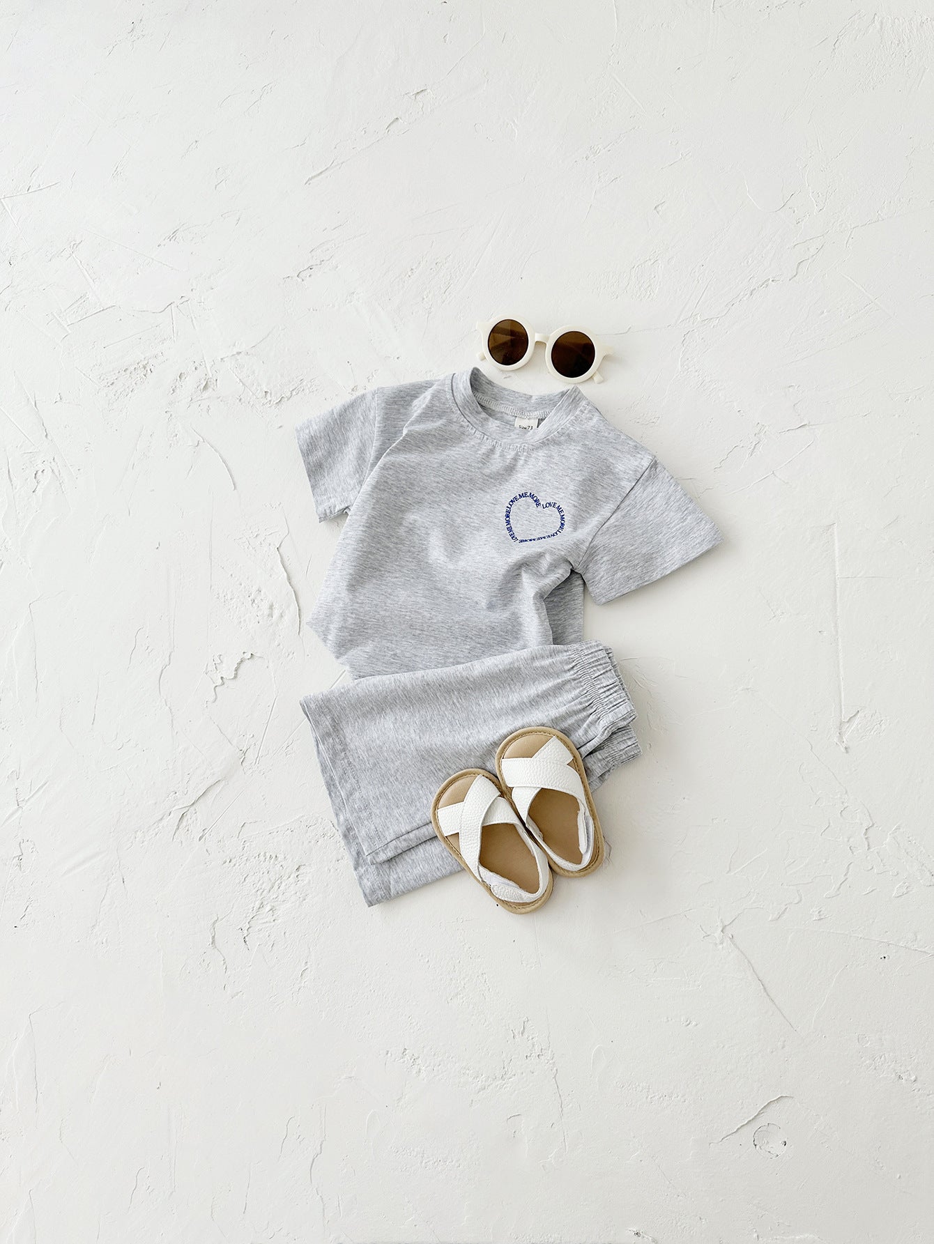 Heart Printing Short Sleeve Suit Two-piece Set
