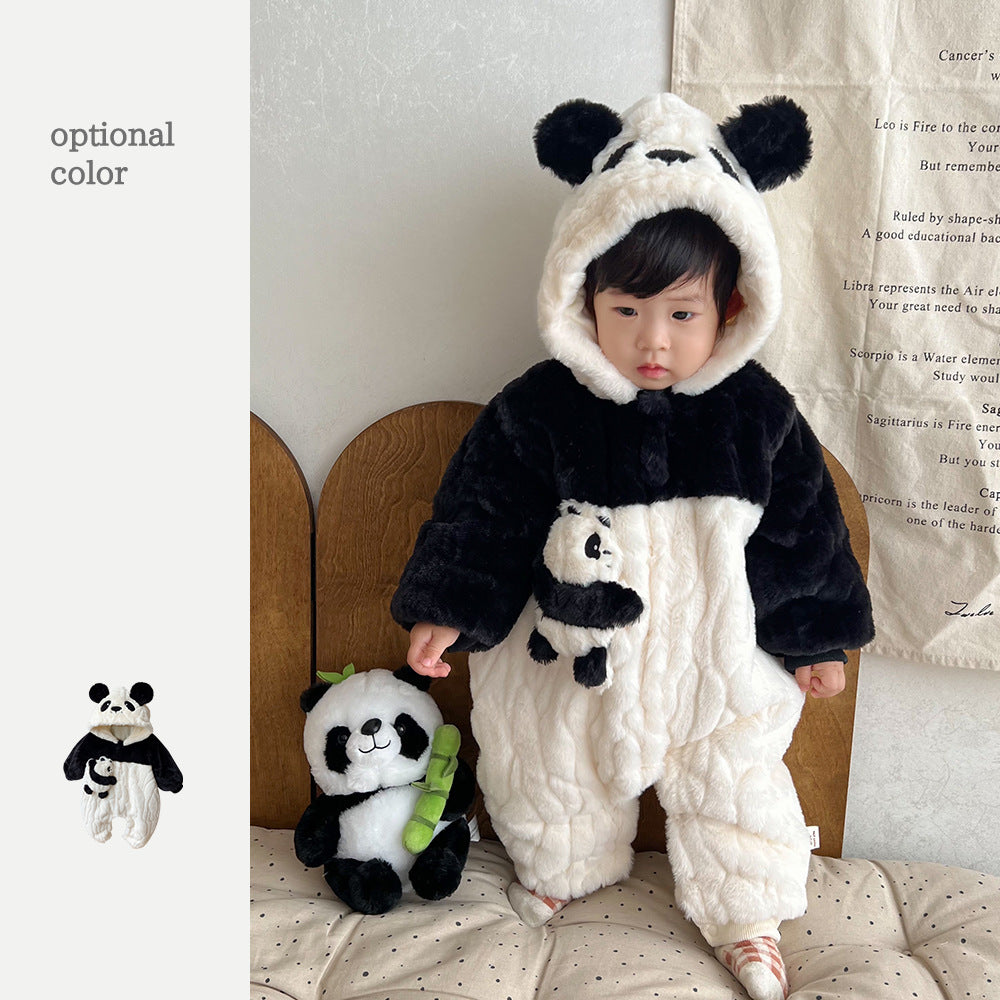 Winter Baby Jumpsuit Fleece-lined Lesser Panda