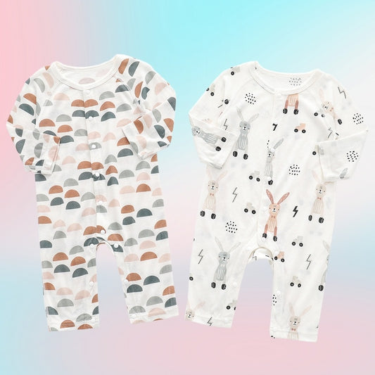 Light And Soft Bamboo Fiber Baby Jumpsuit Floral Animal Cute Print