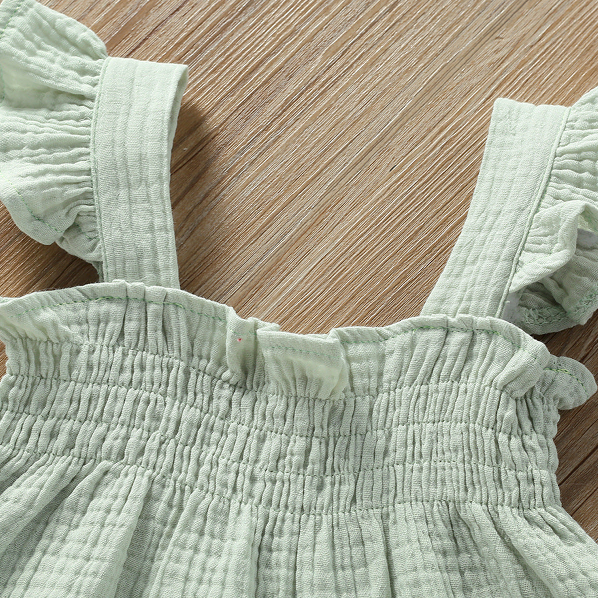 Girl Solid Color Sling Top Hot Pants Suit