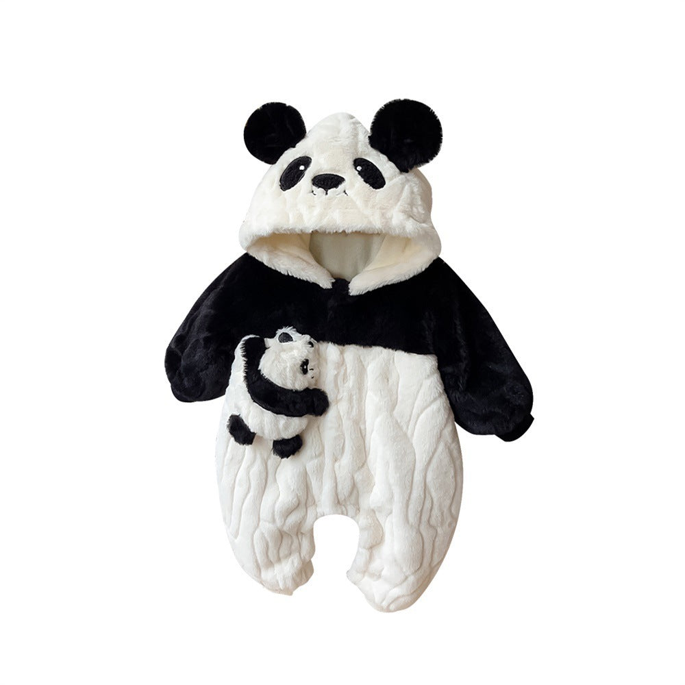 Winter Baby Jumpsuit Fleece-lined Lesser Panda