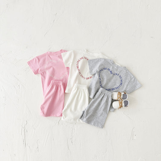 Heart Printing Short Sleeve Suit Two-piece Set