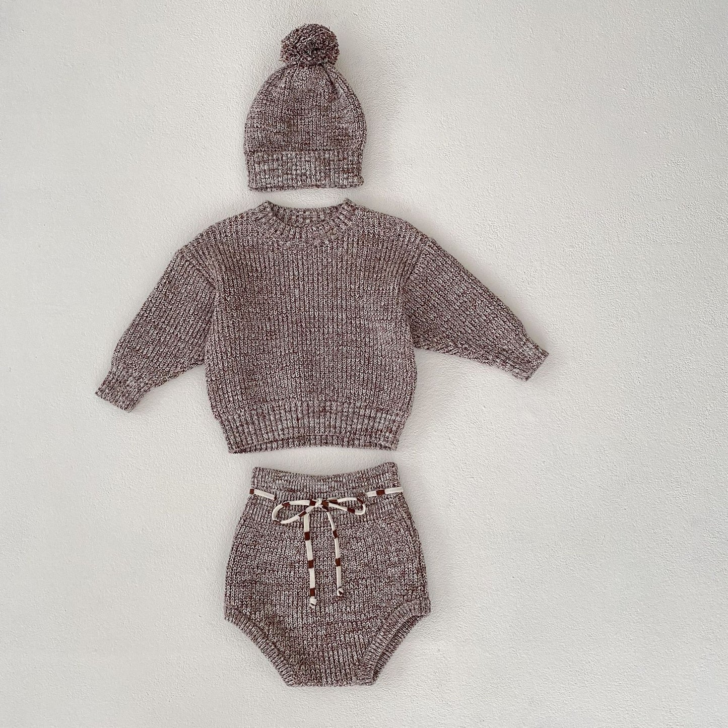 Baby Girl Mixed Color Knitted Hat 3-piece Set