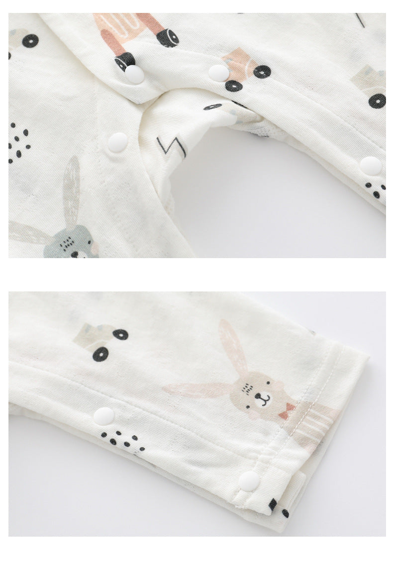 Light And Soft Bamboo Fiber Baby Jumpsuit Floral Animal Cute Print