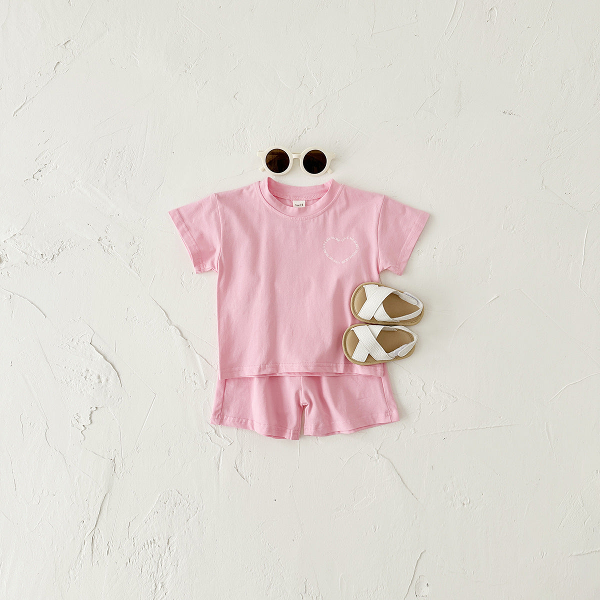 Heart Printing Short Sleeve Suit Two-piece Set